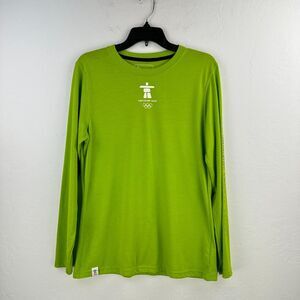 Vancouver 2010 Olympic Winter Games Shirt Womens L Elevate Green Long Sleeve Top